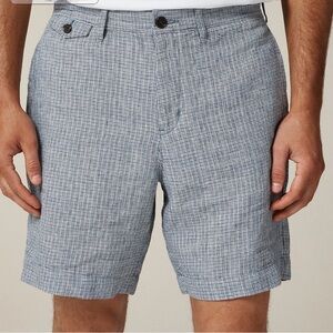 J. Crew Men's 8.5" 100% Linen Shorts Size 38 Blue Houndstooth Print Breathable
